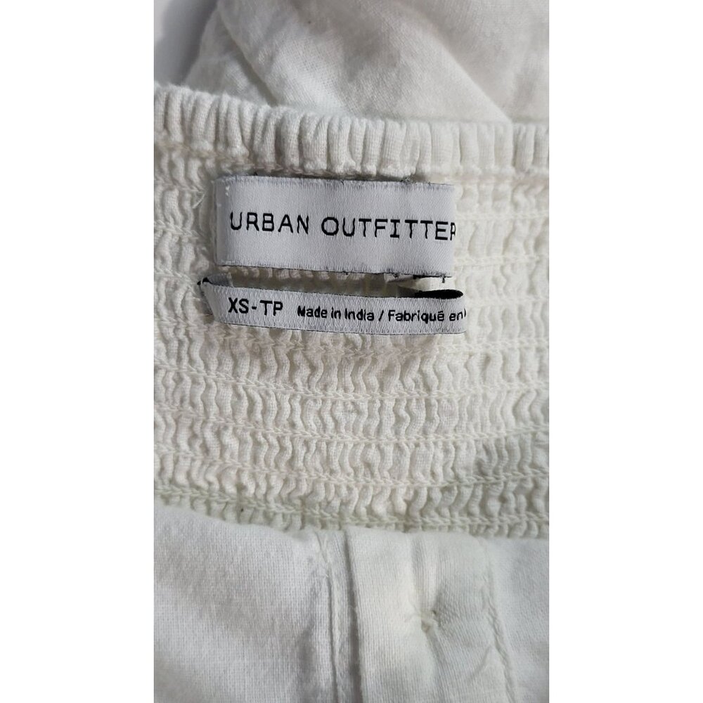 Urban Outfitters White Button-Front Tiered Midi Dress Adjustable Tie Straps XS - Picture 10 of 13